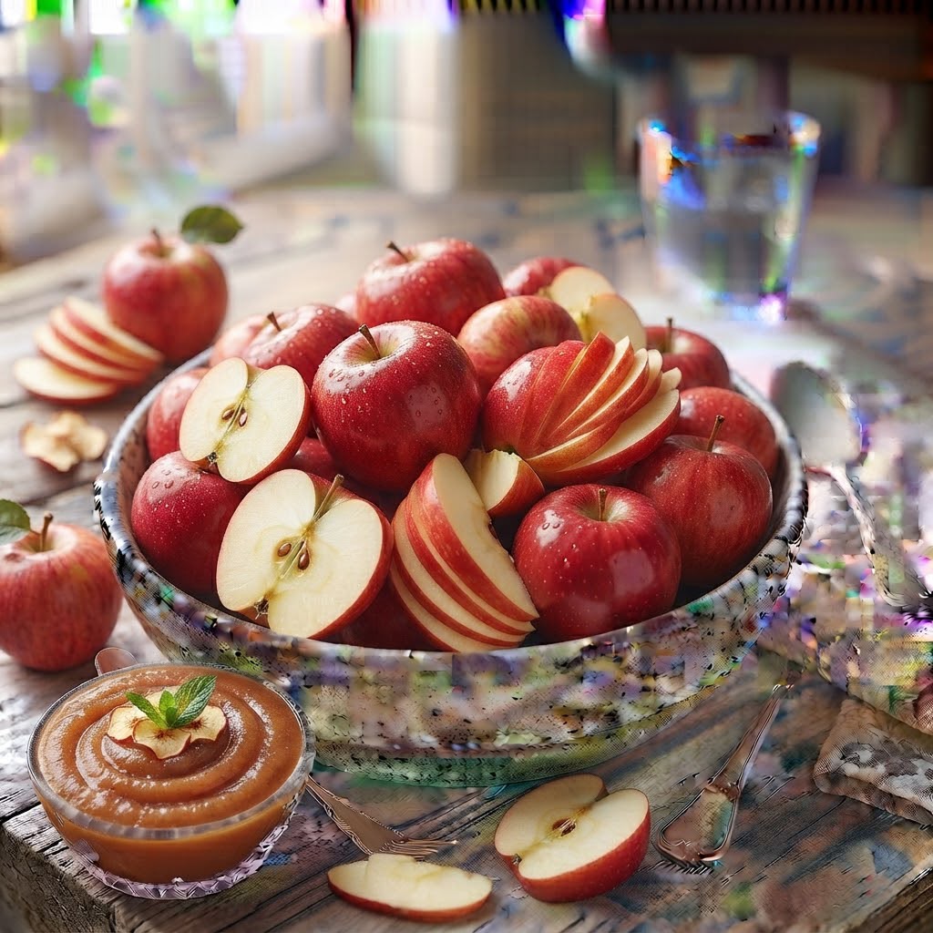 طبق تفاح أحمر