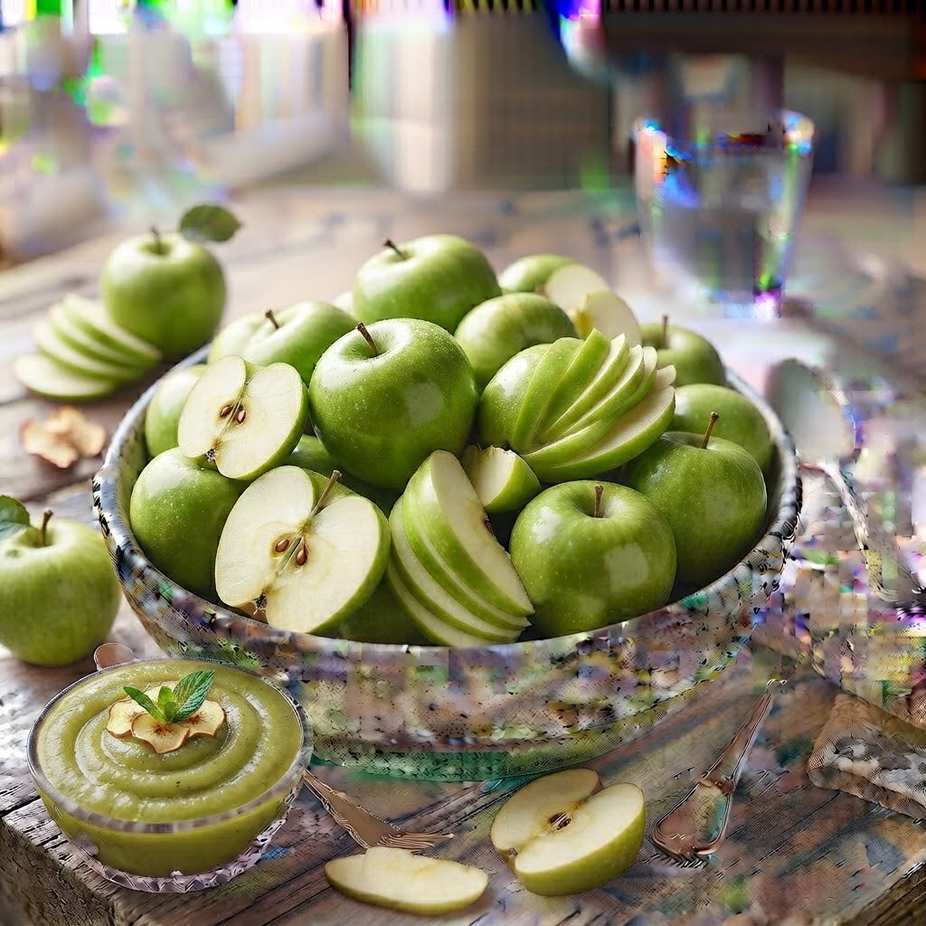 طبق تفاح أخضر